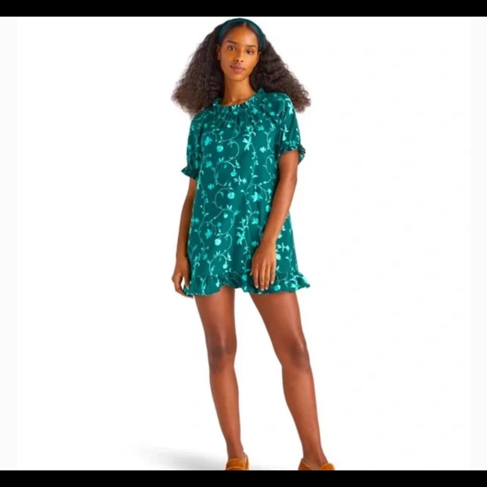 NWT Hill House Home Green Botanical Katherine Nap Dress Size XS